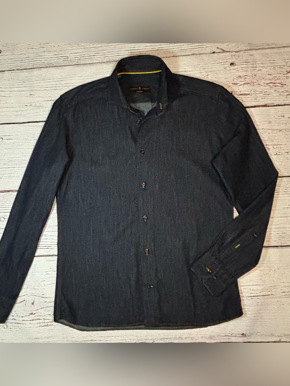 Robert Talbott Men's Dark Blue Denim Button-Down Shirt